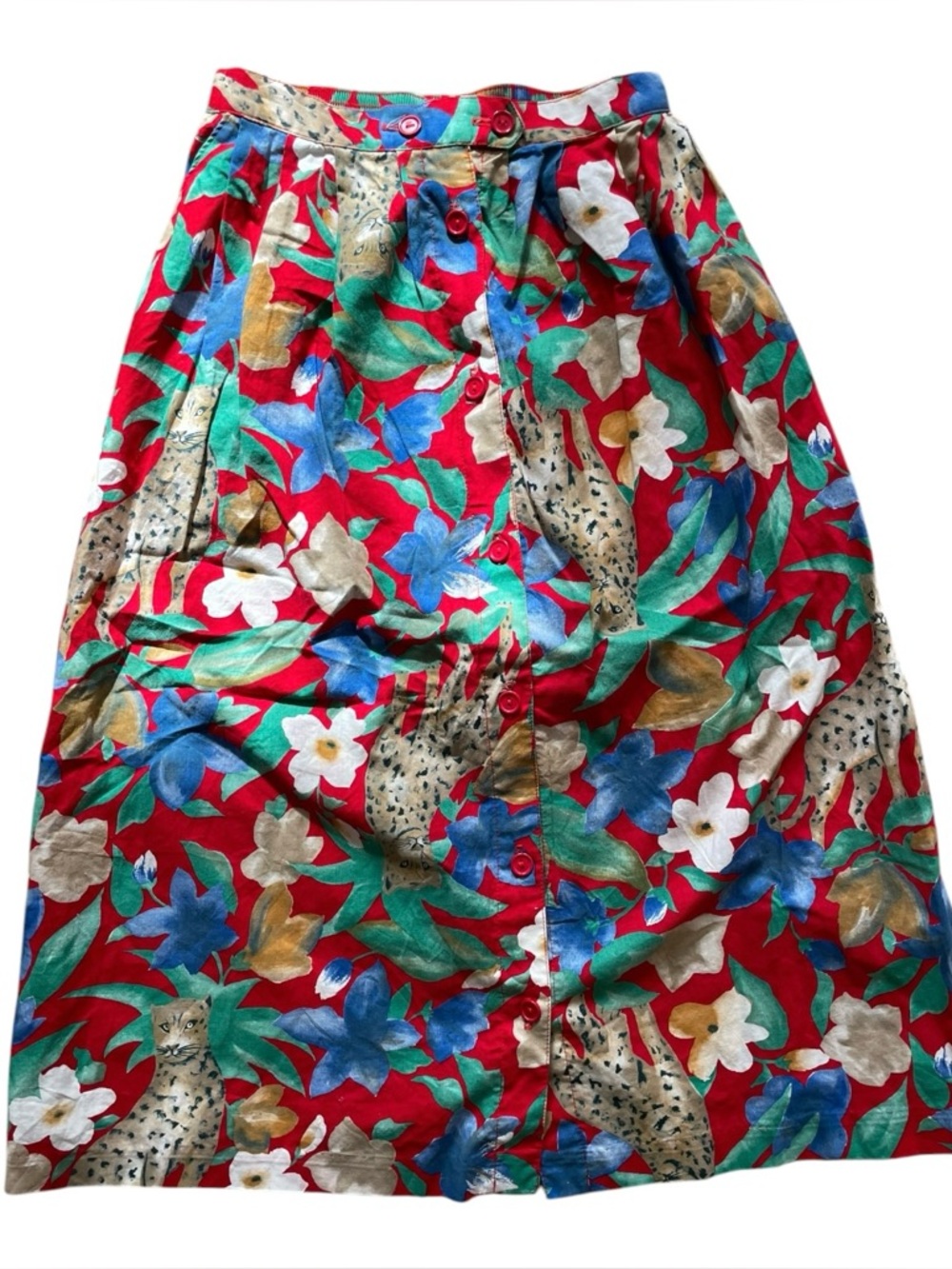 Vintage 1970's Leopard Cheetah Jungle Print Cotton Skirt